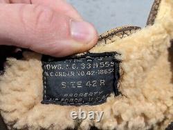 US Army Vest Mens 42 WWII Type A-3 Leather Shearling Lined Air Force Vintage