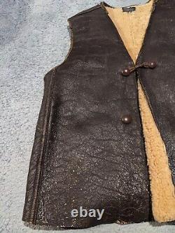 US Army Vest Mens 42 WWII Type A-3 Leather Shearling Lined Air Force Vintage