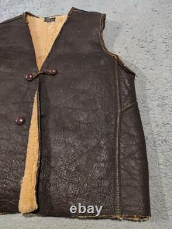 US Army Vest Mens 42 WWII Type A-3 Leather Shearling Lined Air Force Vintage