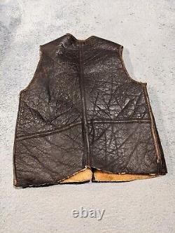 US Army Vest Mens 42 WWII Type A-3 Leather Shearling Lined Air Force Vintage