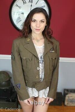 US WW2 AAC Army Air Corps Force Cut Down Ike Jacket. Named. Sterling Wing. J85