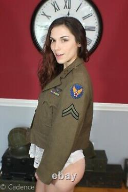 US WW2 AAC Army Air Corps Force Cut Down Ike Jacket. Named. Sterling Wing. J85