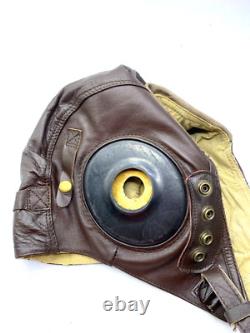 USAAF Army Air Forces Pilot's TYPE A-11 Leather Flying Helmet Brown XL