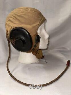 USAF WWII Army AIR Force Type AN-H-15 Pilot Helmet Cap & Communicator