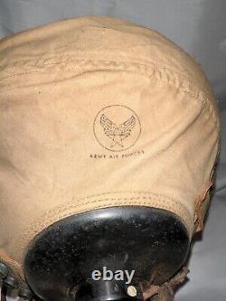 USAF WWII Army AIR Force Type AN-H-15 Pilot Helmet Cap & Communicator