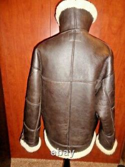 Us Army Airforce, Vintage Type B-3 Brown Leather, Shearling Bomber Jacket, Sz M