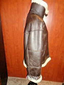 Us Army Airforce, Vintage Type B-3 Brown Leather, Shearling Bomber Jacket, Sz M
