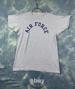 VINTAGE 70s CHAMPION AIR FORCE T-SHIRT XL 88/12 BLUE BAR USAF 60s ARMY NAVY RARE