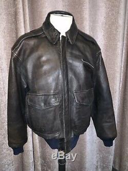 - VINTAGE AVIREX A2 FLYING LEATHER BOMBER JACKET, U. S army air forces