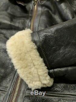 VINTAGE US ARMY AIR FORCE B-3 BOMBERS JACKET AC-18604 LEATHER SHEEPSKIN Museum L