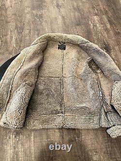 VINTAGE US ARMY AIR FORCE B-3 SHEARLING LEATHER BOMBER JACKET SIZE (see Measure)