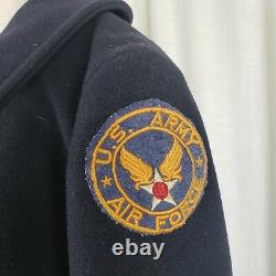 VINTAGE WW2 US Army Air Force Double Breasted Wool Peacoat Jacket Womens XS S