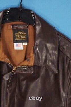 VTG Avirex US ARMY AIR FORCE Type A-2 Leather Flight Jacket 30-1415 Scovill 48