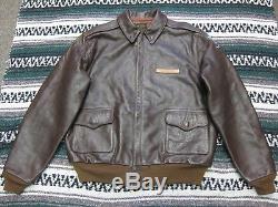 VTG USAAF US Army Air Force A-2 Flight Bomber Aviator Leather Jacket Brown 42 L