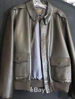 VTG WILLIS & GEIGER Type A-2 Brown Leather Air Force US Army Flight Jacket sz 42