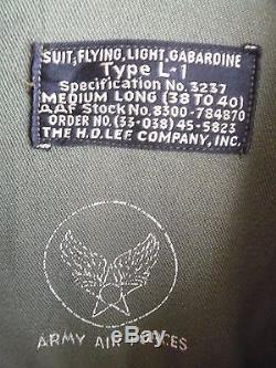 VTG WW2 US Army Air Forces Light Flying Gabardine Type L-1 Suit Medium LongUSAAF