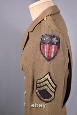 VTG WWII US Army 10th Air Force Tunic Jacket With Bullion CBI Patch WW2 Uniform