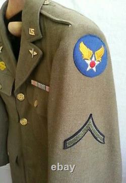 VTG WWII WW2 Army Air Force Wool Jacket Coat Insignia Uniform Medic Patches Pins