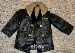 Vintage 1940-50 Kid's USA Military Leather Jacket With Ww2 Army Air Force Patch