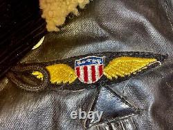 Vintage 1940-50 Kid's USA Military Leather Jacket With Ww2 Army Air Force Patch