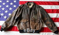 Vintage 1987 Avirex XL Us Army Air Force A-2 Leather Flight Bomber Coat Jacket