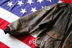 Vintage 1987 Avirex XL Us Army Air Force A-2 Leather Flight Bomber Coat Jacket