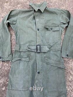 Vintage 40s 30s WWII Herringbone HBT 13 Star Army Military Air Force Flight Suit