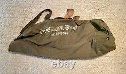 Vintage 50s Korean War Military Army Air Force Duffle Bag Painted Art Paper Tags