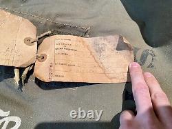 Vintage 50s Korean War Military Army Air Force Duffle Bag Painted Art Paper Tags