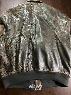 Vintage 80s 1989 Type A-2 Avirex Leather Flight Bomber Jacket US Army Air Force