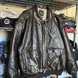 Vintage AVIREX TYPE A-2 Leather Flight Jacket US Military Air Force Large Brown