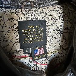 Vintage AVIREX TYPE A-2 Leather Flight Jacket US Military Air Force Large Brown