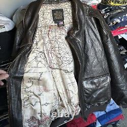 Vintage AVIREX TYPE A-2 Leather Flight Jacket US Military Air Force Large Brown