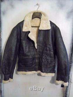 Vintage Air Force Army Shearling Sheepskin Leather B3 Flying Jacket Size XL