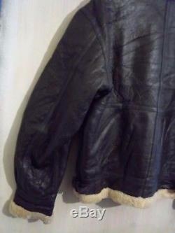 Vintage Air Force Army Shearling Sheepskin Leather B3 Flying Jacket Size XL