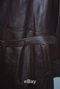 Vintage Air Force Military Army Coat Trench Heavy Leather Collar Fur Lambskin