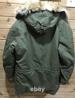 Vintage Air Force Parka With Wolf Fur Trim Hood Mens Large Good Condition