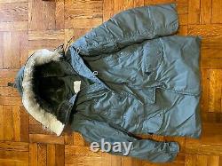 Vintage Army/Air Force Extreme Cold Weather Parka Fur Hooded Jacket N-3B Mens L