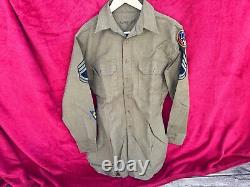 Vintage Army Airforce MILITARY Shirt with Patches & Garrison Hat C-1493