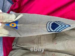 Vintage Army Airforce MILITARY Shirt with Patches & Garrison Hat C-1493