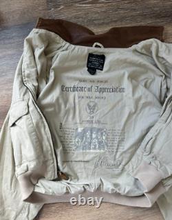 Vintage Avirex Bomber Flight Jacket Tan Type A-2 30-1415 Army Air Force S Men