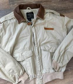 Vintage Avirex Bomber Flight Jacket Tan Type A-2 30-1415 Army Air Force S Men