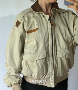 Vintage Avirex Bomber Flight Jacket Tan Type A-2 30-1415 Army Air Force S Men