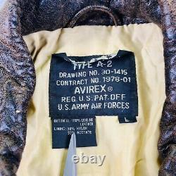 Vintage Avirex Jacket Large Brown Leather Army Air Forces A-2 Bomber Flight Coat