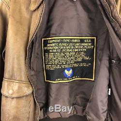 Vintage Avirex Leather Jacket Flight Bomber A-2 US Army Air Forces Brown Large