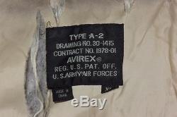 Vintage Avirex Type A-2 Army Air Force Bomber Flight Leather Jacket XL