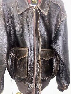 Vintage Avirex Type A-2 Leather Bomber Jacket Size Medium US Army Air Forces