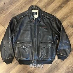 Vintage Avirex Type A-2 US Army Air Force Brown Leather Jacket XL