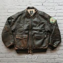 Vintage Avirex Type A-2 US Army Air Forces Leather Flight Jacket 80s Size L