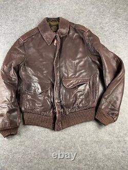 Vintage Avirex Type A-2 USAAF US Army Air Force Brown Leather Flight Jacket 38
